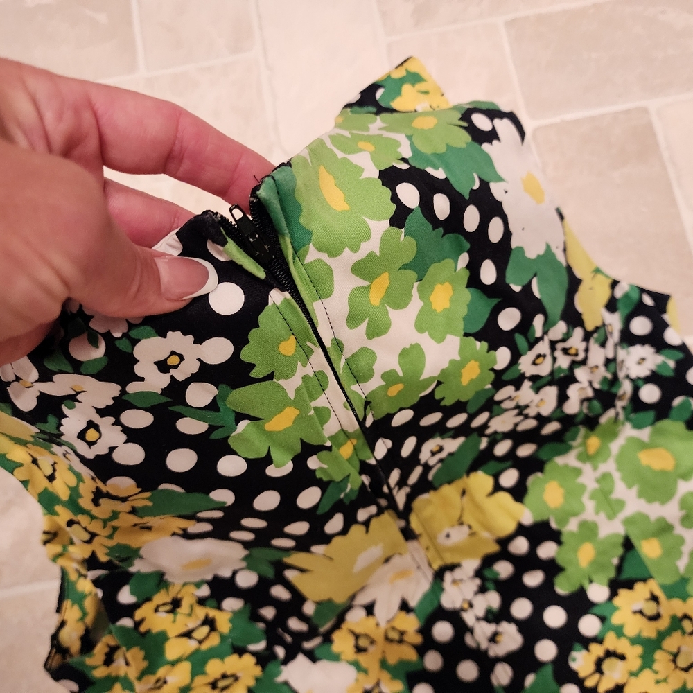DBy Dress Size 6 Cotton Polkadot Floral Empire Waist - Picture 10 of 10